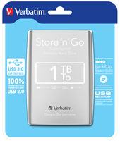 Hard disk esterno Verbatim Disco rigido portatile Store 'n' Go USB 3.0 da 1 TB Argento [53071]