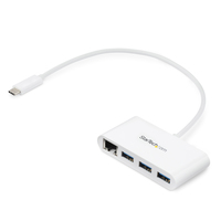 StarTech.com Hub USB 3.0 (5Gbps) a 3 porte con Gigabit Ethernet - USB-C 3x USB-A Bianco [HB30C3A1GEA]