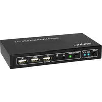 InLine KVM Desktop Switch, 2-porte, HDMI 4K2K, USB 2.0 Hub, con Audio [62602I]