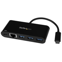 StarTech.com Hub USB-C a 3 porte con Gigabit Ethernet e 60W di alimentazione Passthrough per il caricamento Laptop - Da USB tipo C 3x USB-A (USB 3.0 SuperSpeed 5Gbps) adattatore 3.1/3.2 Gen 1 Type-C [HB30C3AGEPD]