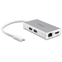 StarTech.com Adattatore Multifunzione USB-C per portatili - Power Delivery 4K HDMI Gbe USB 3.0 Bianco e Argento [DKT30CHPDW]