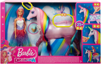Barbie Dreamtopia Playset con Bambola e Unicorno Grande Che Si Illumina Chioma da Pettinare, Giocattolo per Bambini 3+ Anni, FXT26 [FXT26]