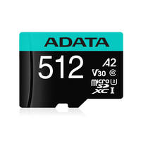 Memoria flash ADATA Premier Pro 512 GB MicroSDXC Classe 10 (Premier memory card - Class Pro, GB, MicroSDXC, 10, 100 MB/s, 80 3 [U3] Warranty: 24M) [AUSDX512GUI3V30SA2-R]