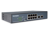 Switch di rete Digitus 8 Port Fast Ethernet PoE Switch, 19 Inch, Unmanaged, 2 Uplinks [DN-95323-1]