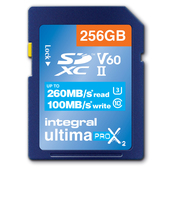 Memoria flash Integral 256GB ULTIMAPRO X2 SDXC 260/100MB UHS-II V60 SD [INSDX256G-260/100U2]
