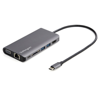StarTech.com Adattatore multiporta USB C - Mini dock da viaggio USB-C con HDMI 4K o VGA 1080p Hub 3.0 3x, SD, GbE, audio, pass-through PD 100 W Docking station portatile per laptop / tablet [DKT30CHVAUSP]