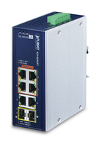 Switch di rete PLANET IP30 Industrial 4-Port Non gestito Gigabit Ethernet (10/100/1000) Supporto Power over (PoE) Blu, Bianco [IGS-824UPT]
