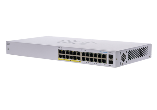 Switch di rete Cisco CBS110 Non gestito L2 Gigabit Ethernet [10/100/1000] Supporto Power over [PoE] 1U Grigio (Cisco Business 110 Series 110-24PP - unmanaged 12 x 10/100/1000 + 2 combo SFP desktop, rack-mountable, [CBS110-24PP-UK]
