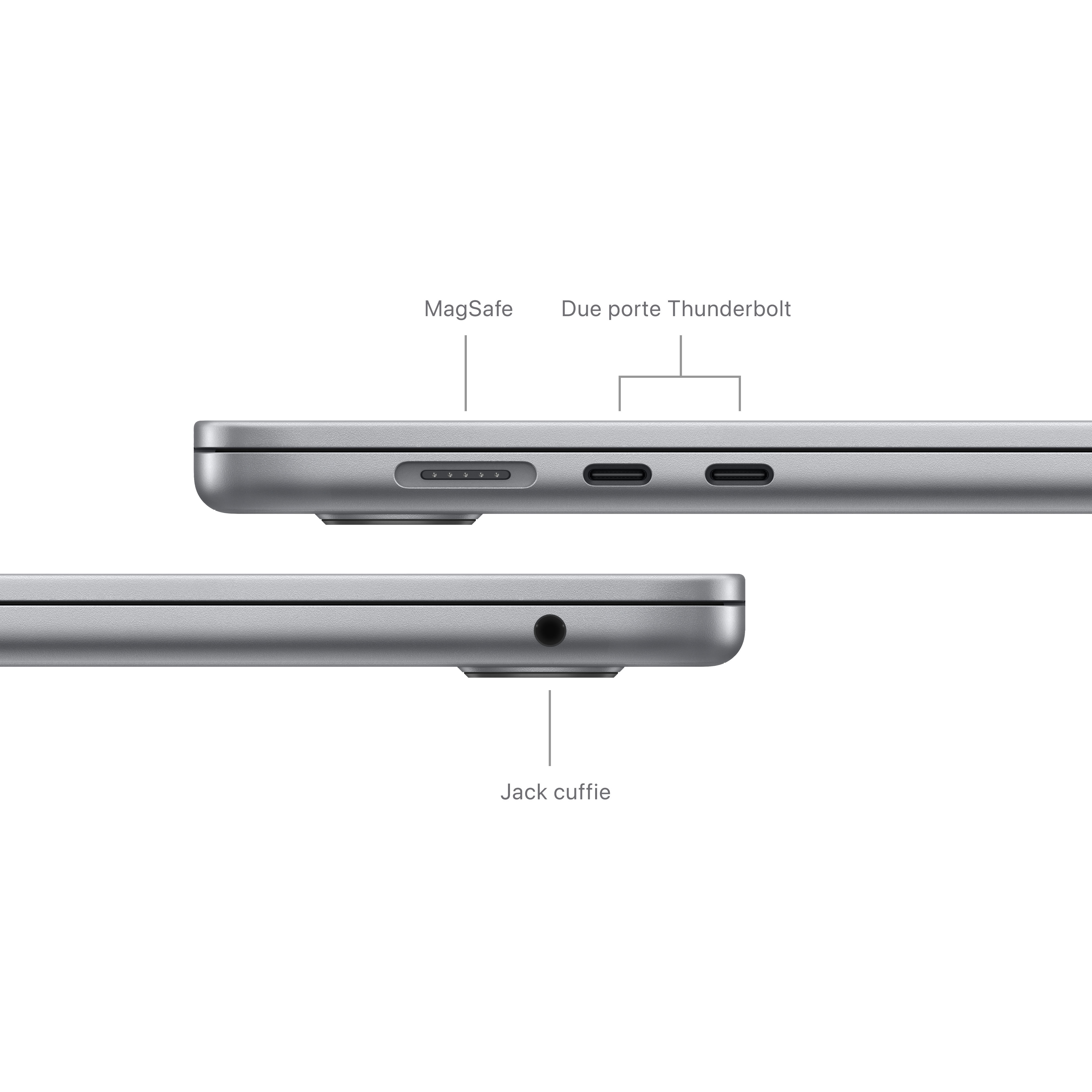 Notebook Apple MacBook Air 15'' M3 chip con core 8 CPU e 10 GPU, 8GB, 512GB SSD Grigio Siderale