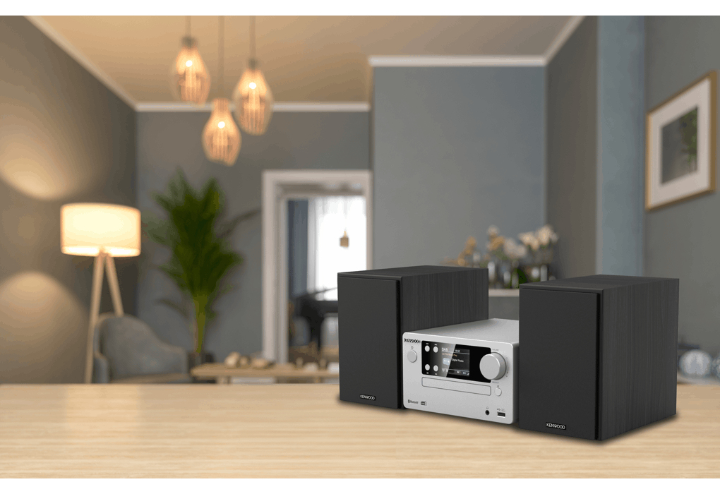 Kenwood Electronics M-725DAB-S set audio da casa Microsistema per la 50 W Nero, Argento