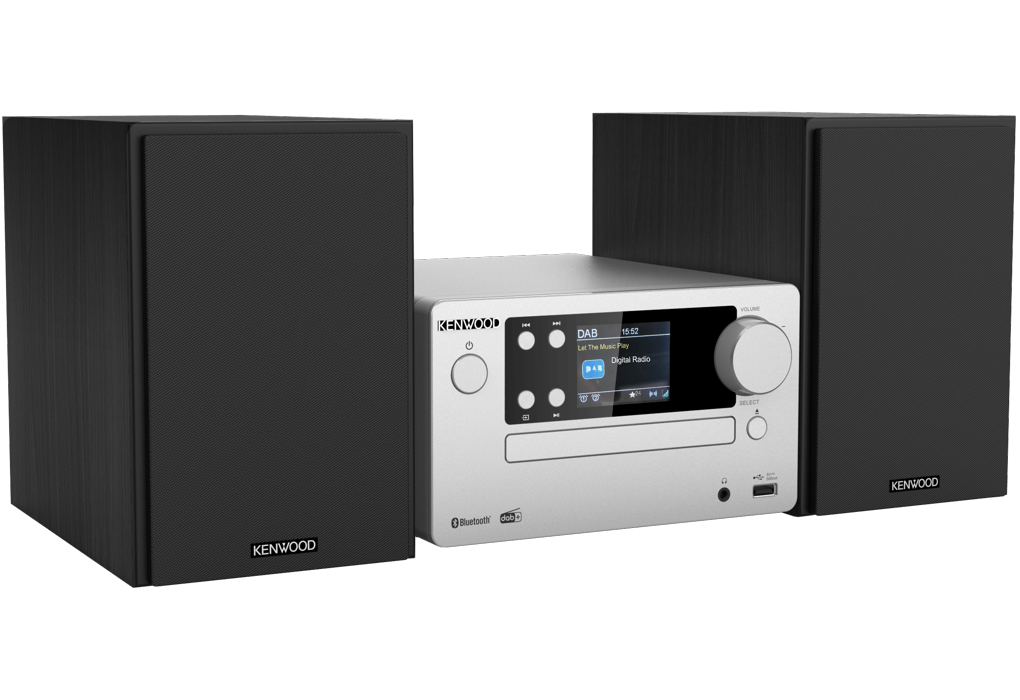 Kenwood Electronics M-725DAB-S set audio da casa Microsistema per la 50 W Nero, Argento