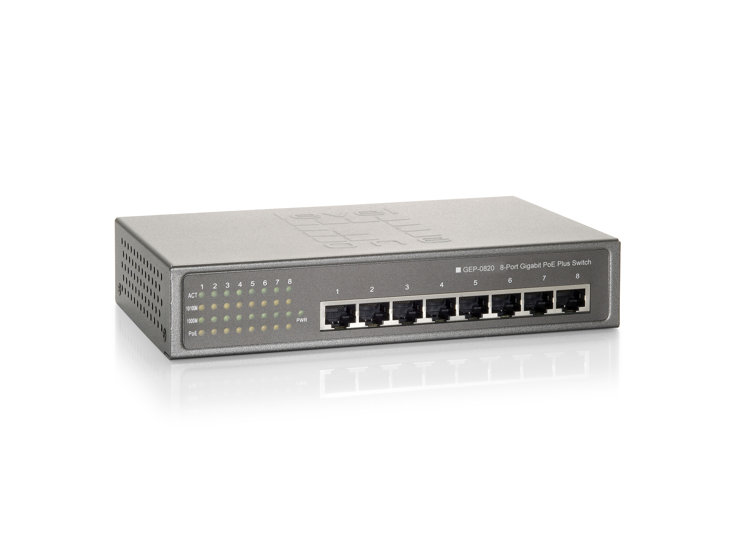 LevelOne GEP-0820 switch di rete Non gestito Gigabit Ethernet (10/100/1000) Supporto Power over (PoE) Grigio [520824]