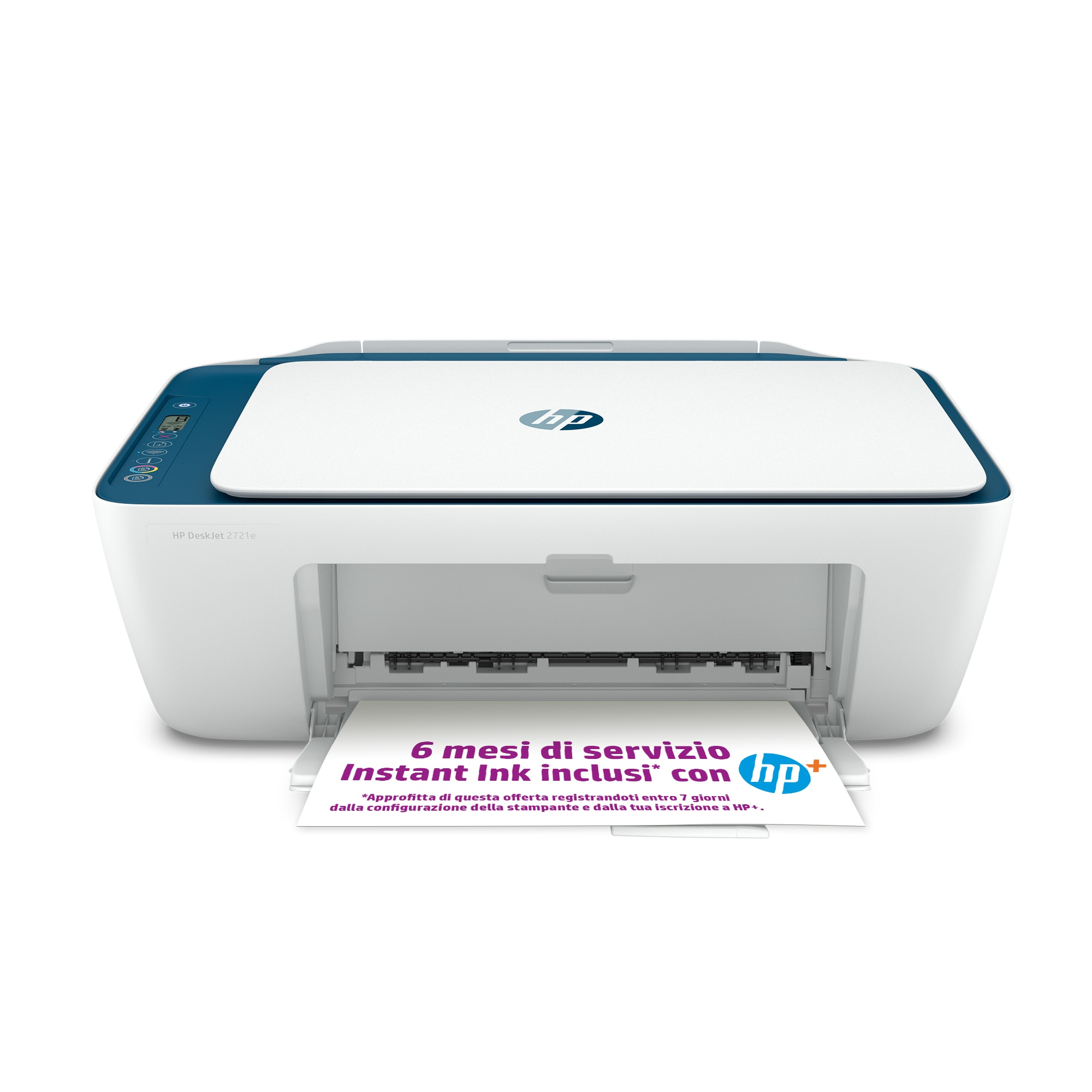 HP Stampante multifunzione DeskJet 2721e, Colore, per Casa, Stampa, copia, scansione, wireless; HP+; idonea a Instant Ink; stampa da smartphone o tablet [26K68B]