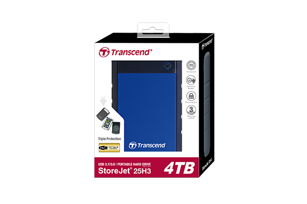 Hard disk esterno Transcend StoreJet 25H3 disco rigido 4 TB Blu, Blu marino [TS4TSJ25H3B]
