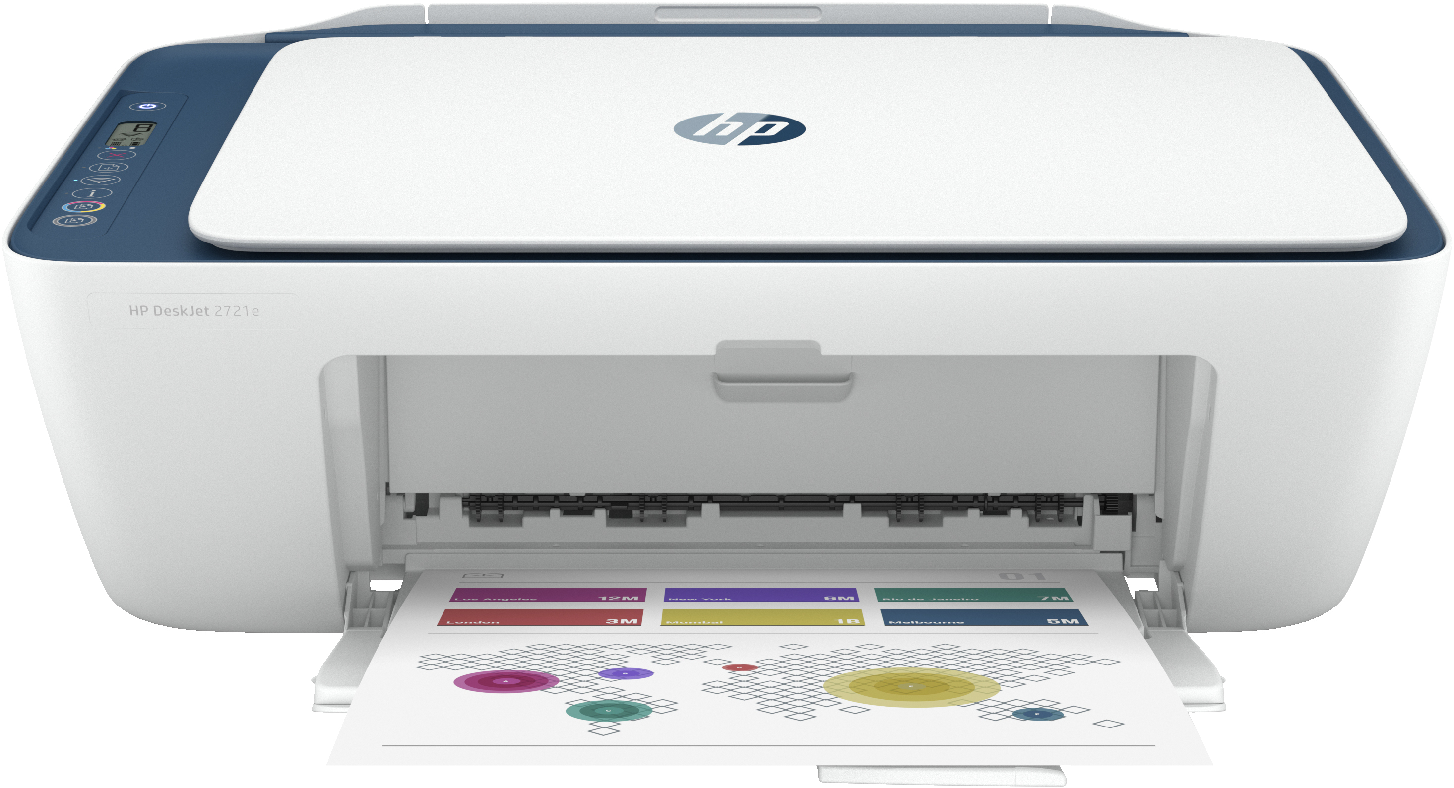 HP Stampante multifunzione DeskJet 2721e, Colore, per Casa, Stampa, copia, scansione, wireless; HP+; idonea a Instant Ink; stampa da smartphone o tablet [26K68B]
