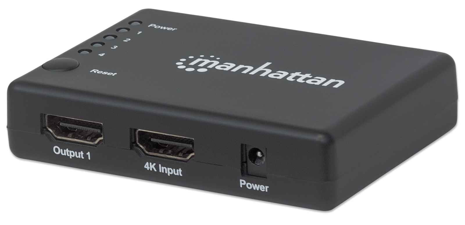 Ripartitore video Manhattan Splitter HDMI Techly 4K UHD 3D con LED 4 vie IDATA HDMI-4K4PMH- 4Porte