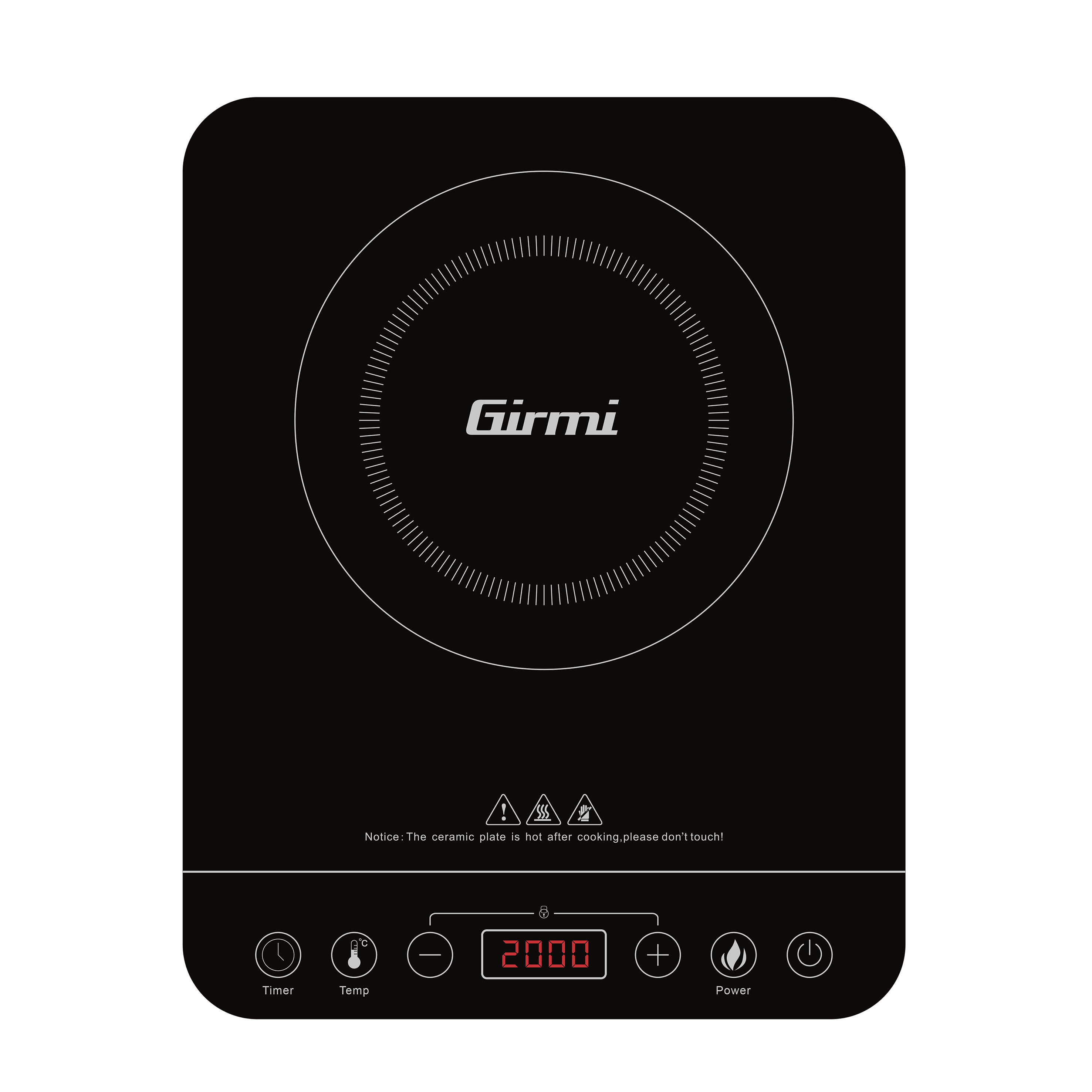 Piano cottura Piastra a Induzione con una piastra Girmi PI03 controlli di tipo Touch timer integrato colore Nero