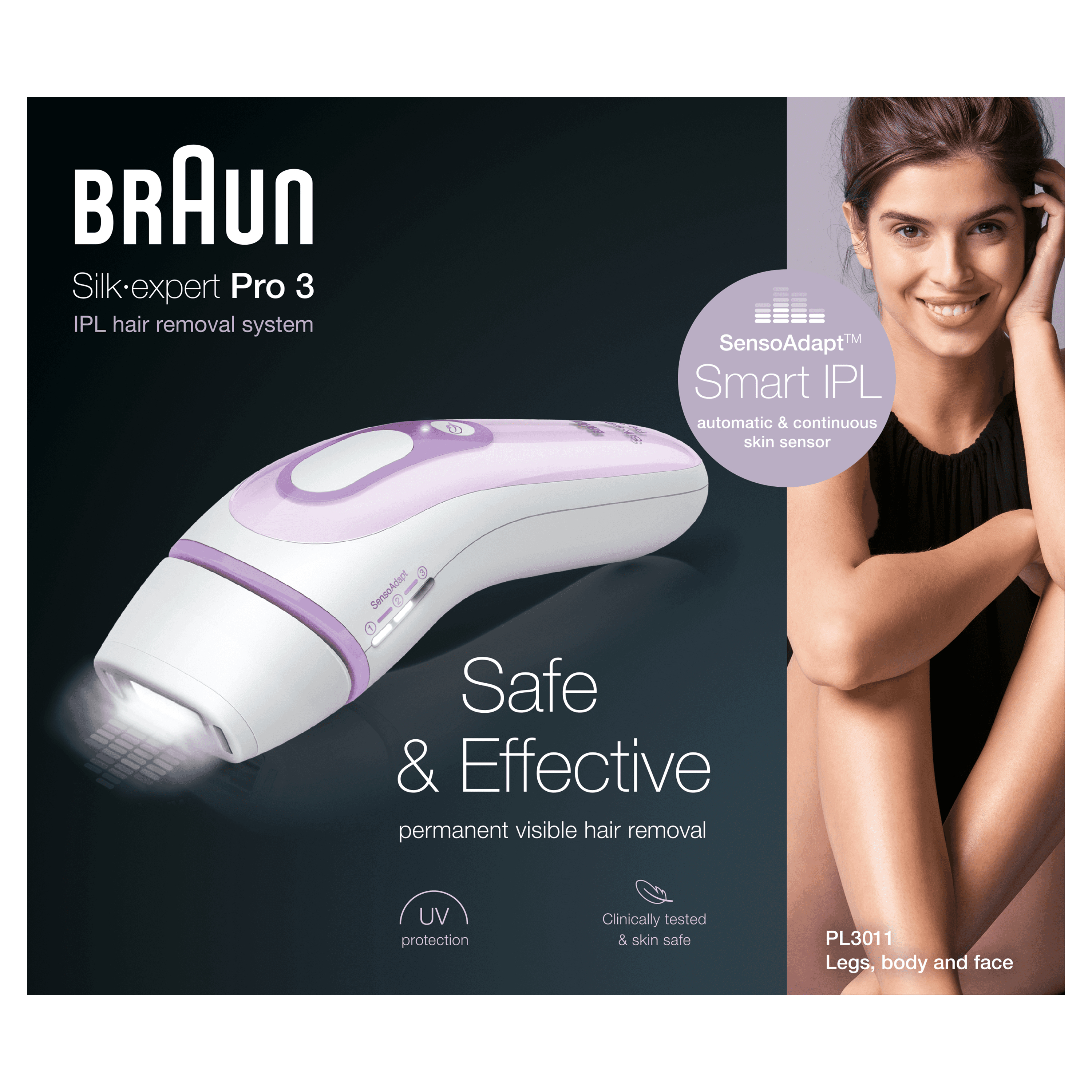Braun Silk-expert Pro 3 PL3011 Epilatore A Luce Pulsata IPL Bianco E Lilla, Con Rasoio Venus Original Custodia Esclusiva