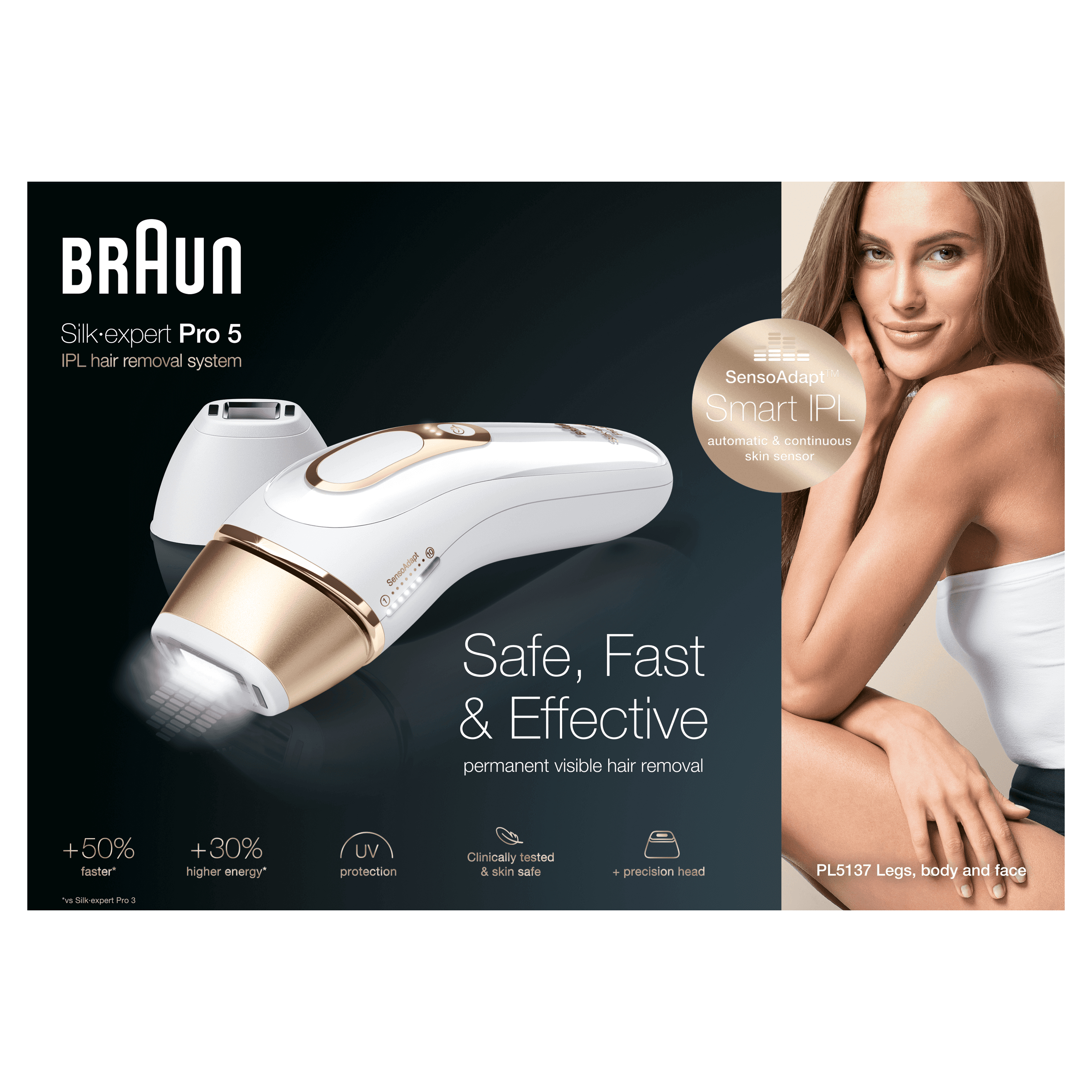 Braun Silk-expert Pro 81680379 epilatore a luce pulsata Luce intensa (IPL) Bianco, Oro [PL5137]