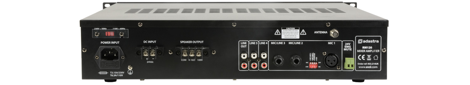 Mixer audio Adastra RM120 5 canali Nero [953.214UK]