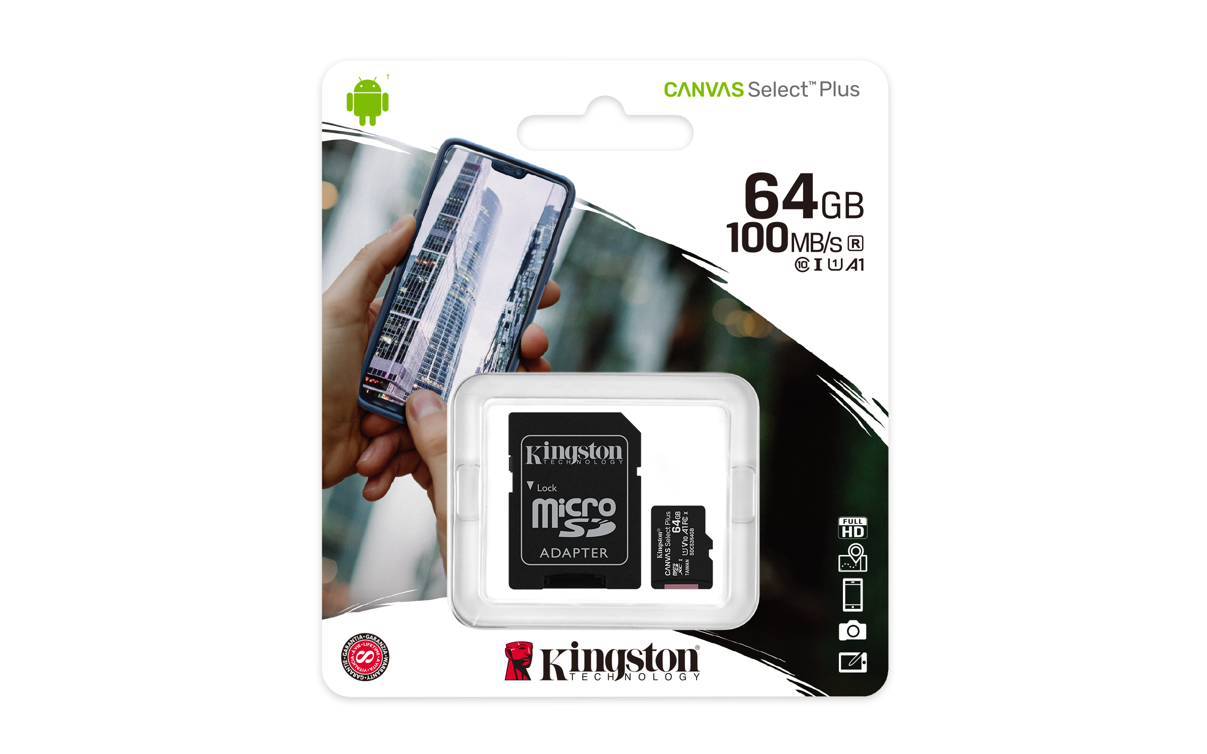 Kingston Technology Canvas Select Plus memoria flash 64 GB MicroSDXC Classe 10 UHS-I [SDCS2/64GB]