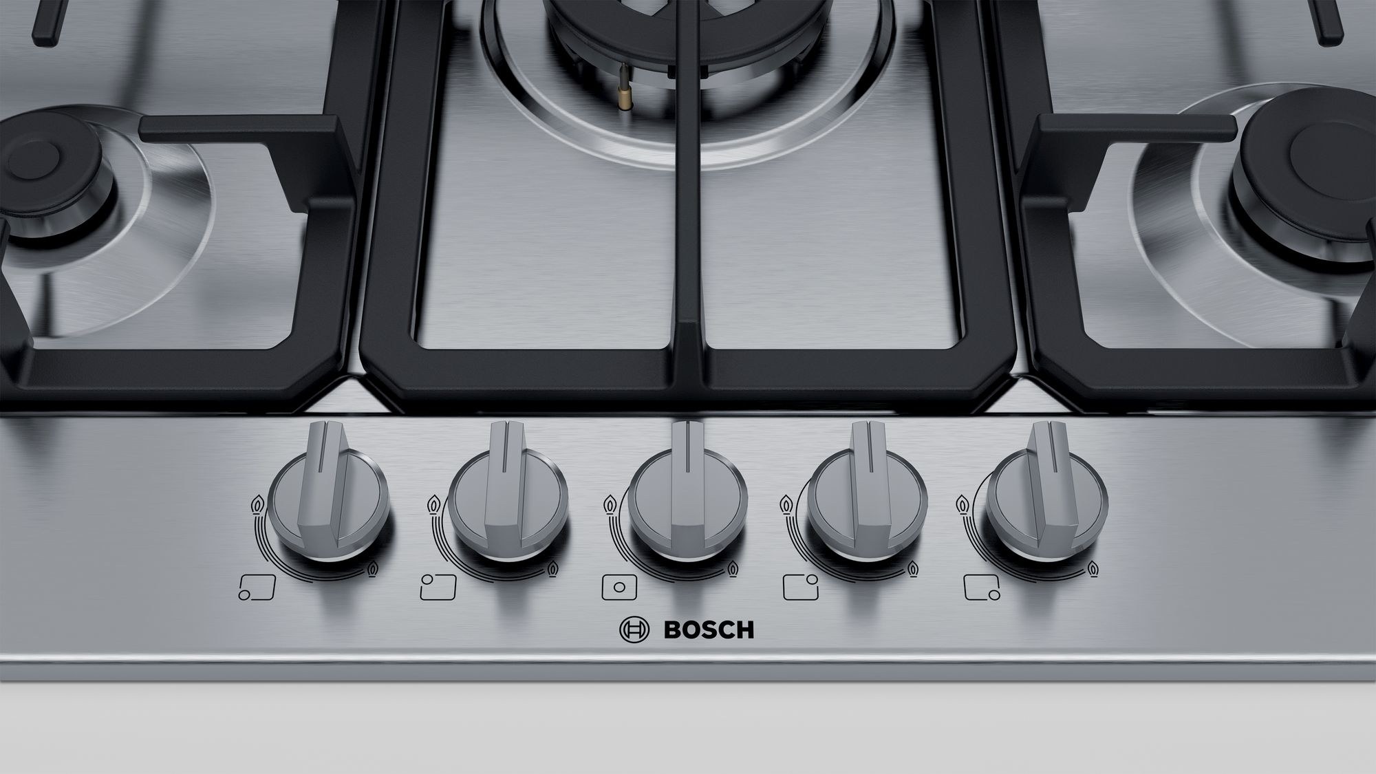 Bosch Serie 4 PGQ7B5B90 piano cottura Acciaio inossidabile Da incasso 75 cm Gas 5 Fornello(i)