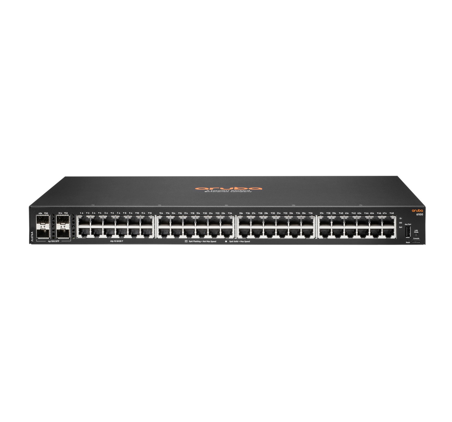 Switch di rete Aruba 6100 48G 4SFP+ Gestito L3 Gigabit Ethernet (10/100/1000) 1U Nero [JL676A#ABB]