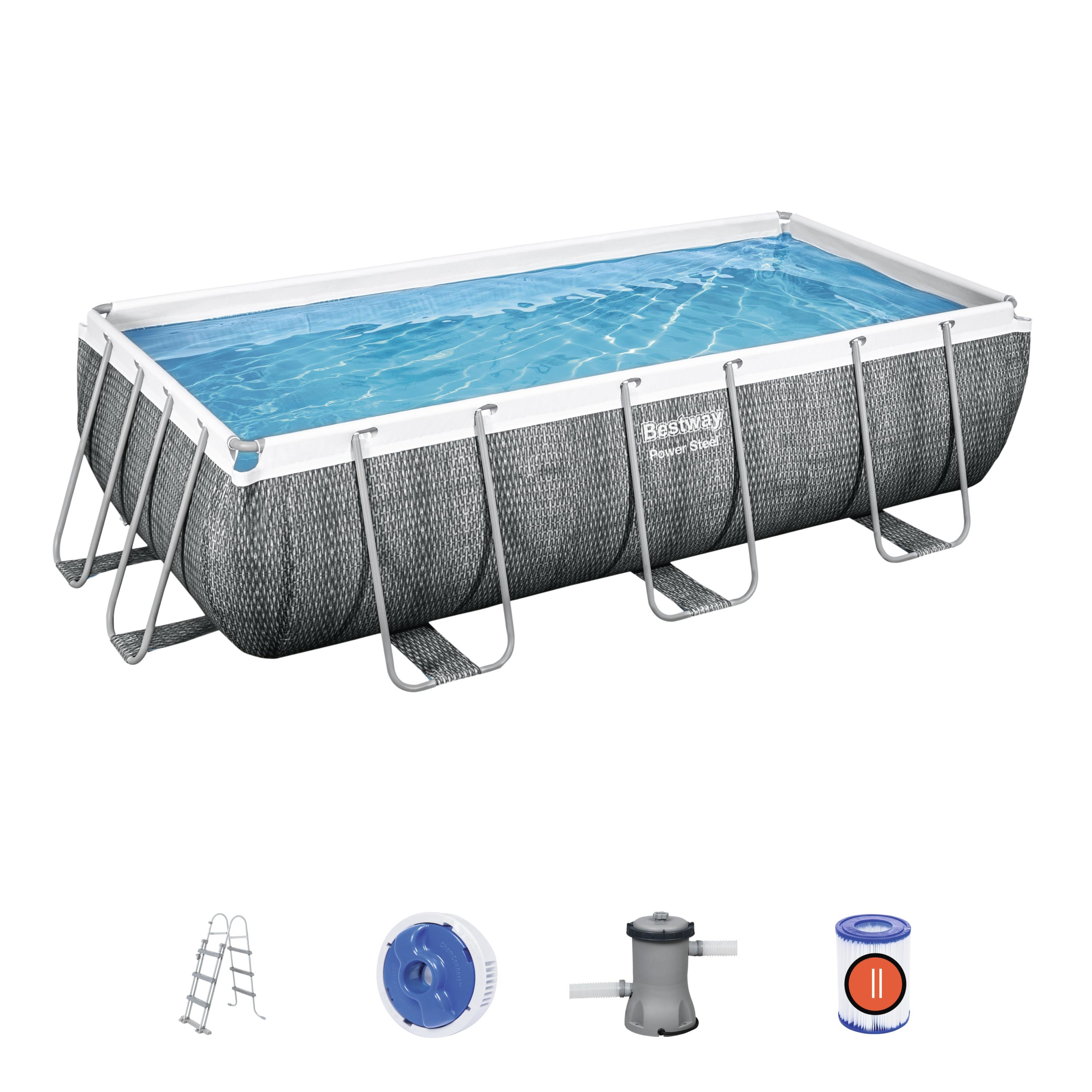 Bestway Power Steel Set piscina fuori terra 4.04 x 2.01 1 m Rattan grigio [56721-3]
