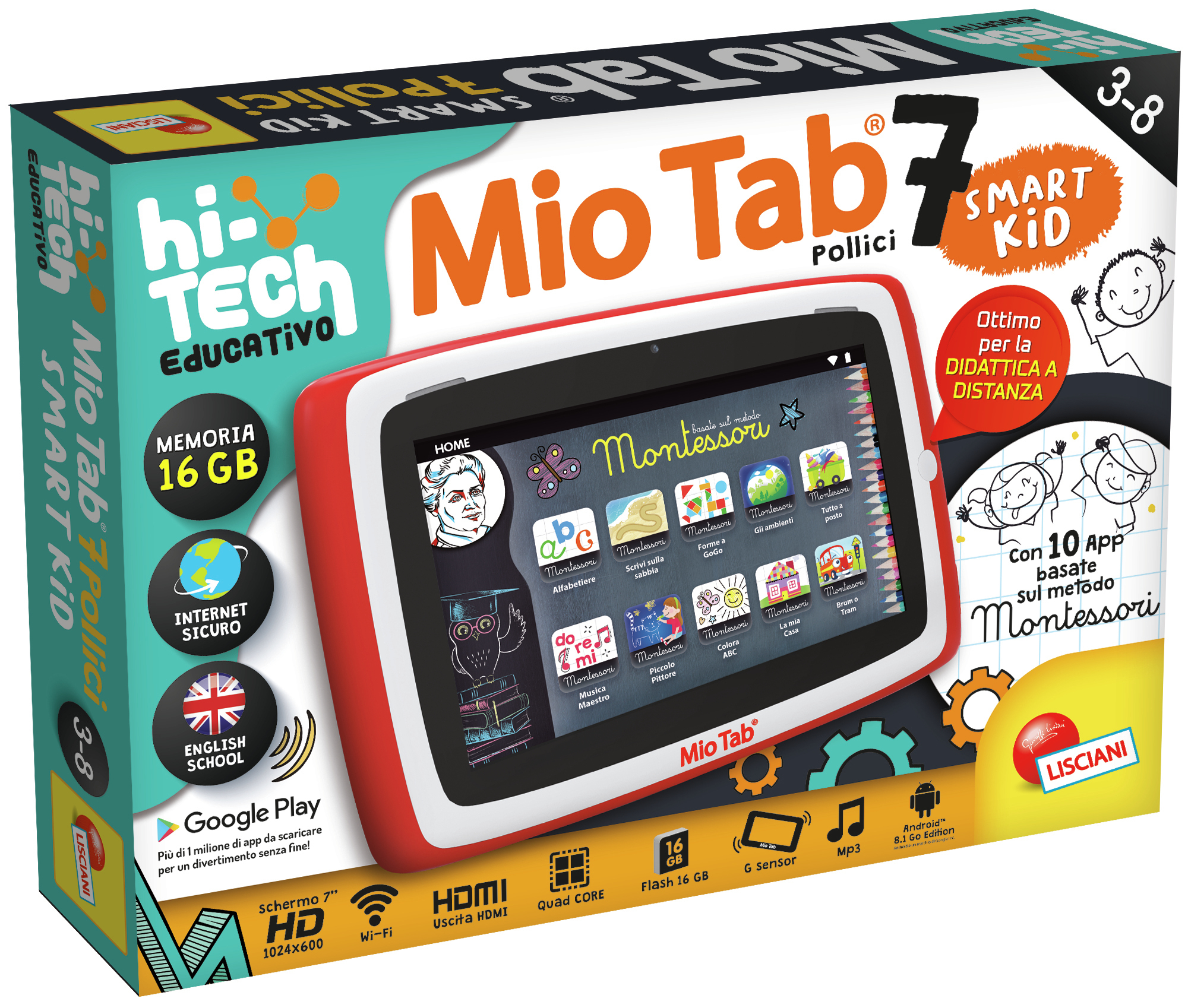 Tablet per bambini Lisciani MIO TAB 7'' SMART KID 2021 PLUS 16 GB Wi-Fi Rosso