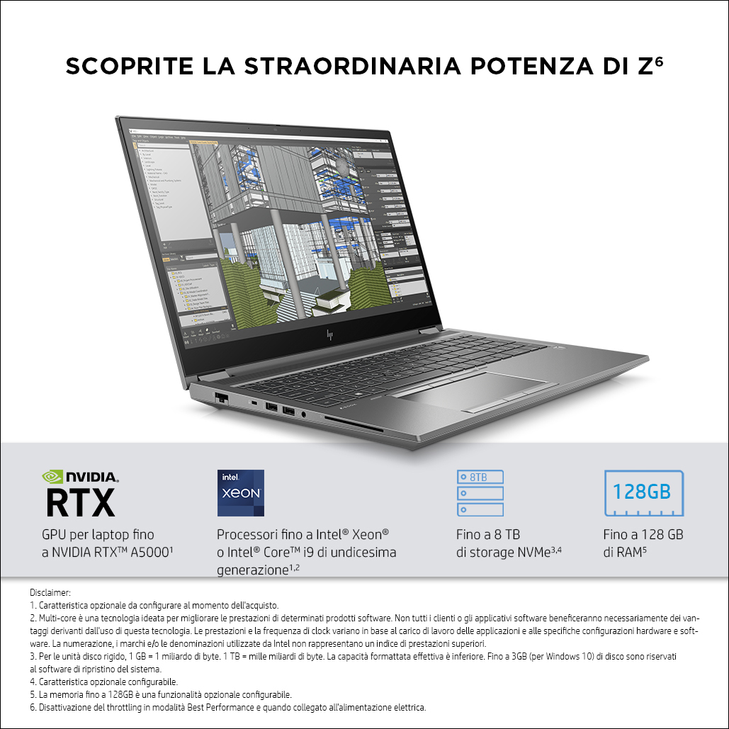 Notebook HP ZBook Fury 15.6 G8 W-11955M Workstation mobile 39,6 cm (15.6