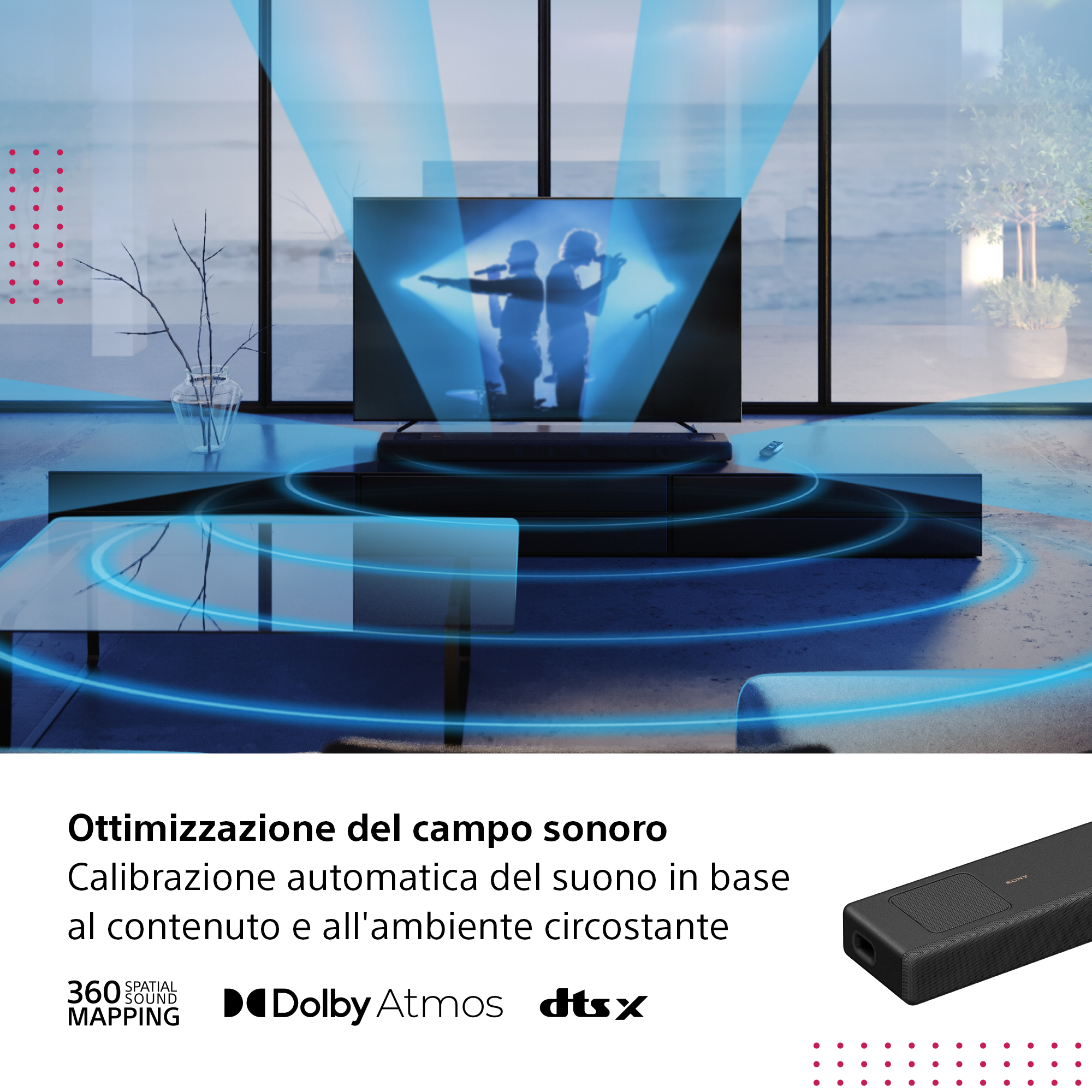 Altoparlante soundbar Sony HT-A7000 Soundbar 7.1.2 Canali con tecnologia Vertical Surround Engine, Bluetooth, Nero [HTA7000]