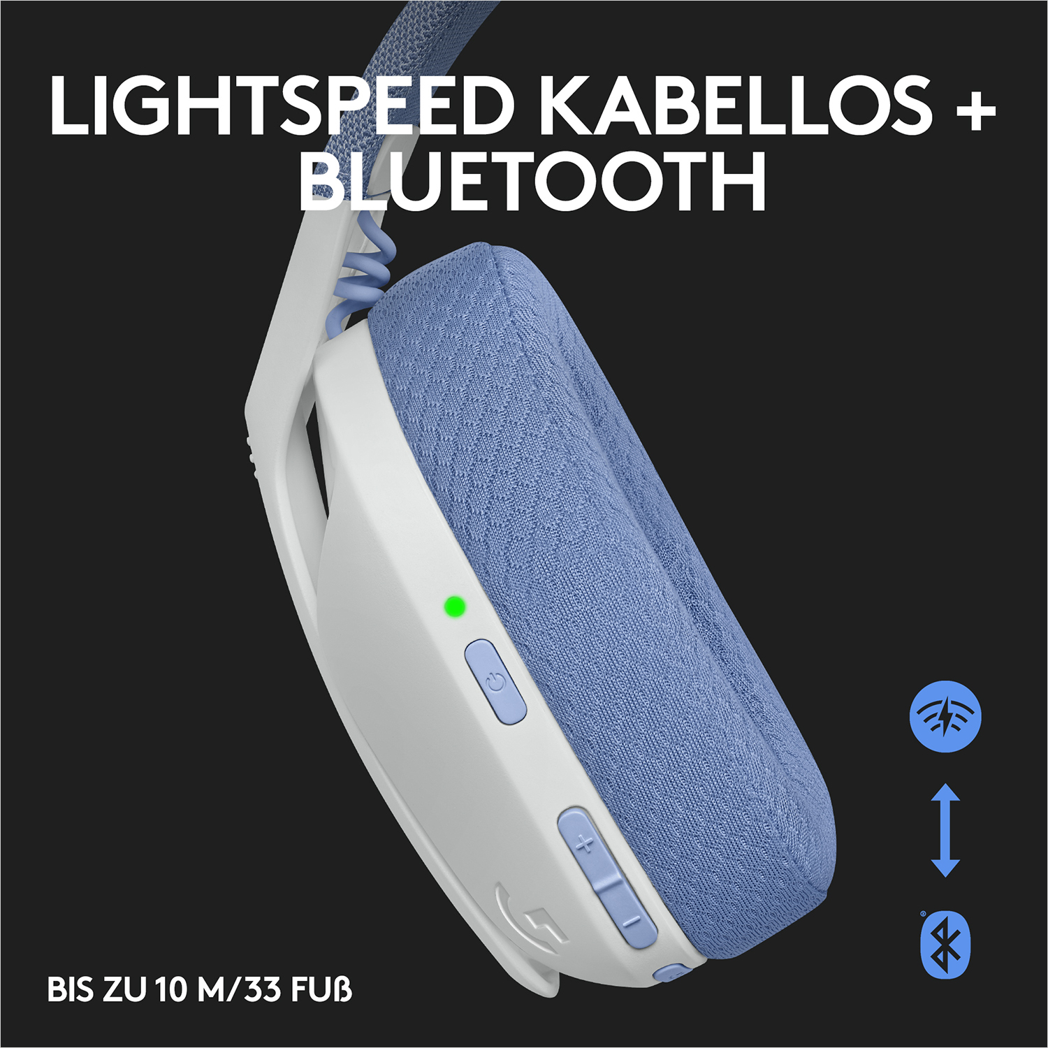 Cuffia con microfono Logitech G G435 LIGHTSPEED Cuffie Gaming Wireless Bluetooth - Over Ear Leggere, Microfoni Integrati, Batteria da 18 Ore, Compatibile Dolby Atmos, PC, PS4, PS5, Smartphone. Bianco [981-001074]