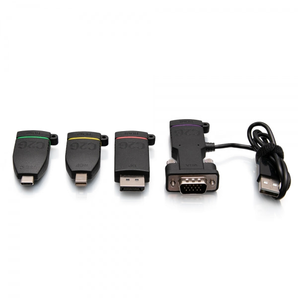 C2G Anello adattatore HDMI® universale 4K con Mini DisplayPort™, DisplayPort, USB-C®, e VGA codificati per colore [C2G29888]