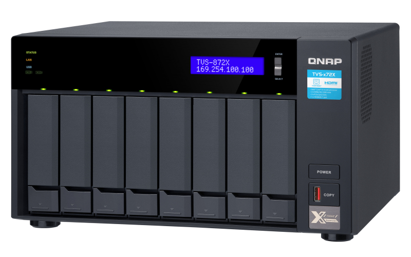 Server NAS QNAP TVS-872X Tower Collegamento ethernet LAN Nero [TVS-872X-I5-8G]