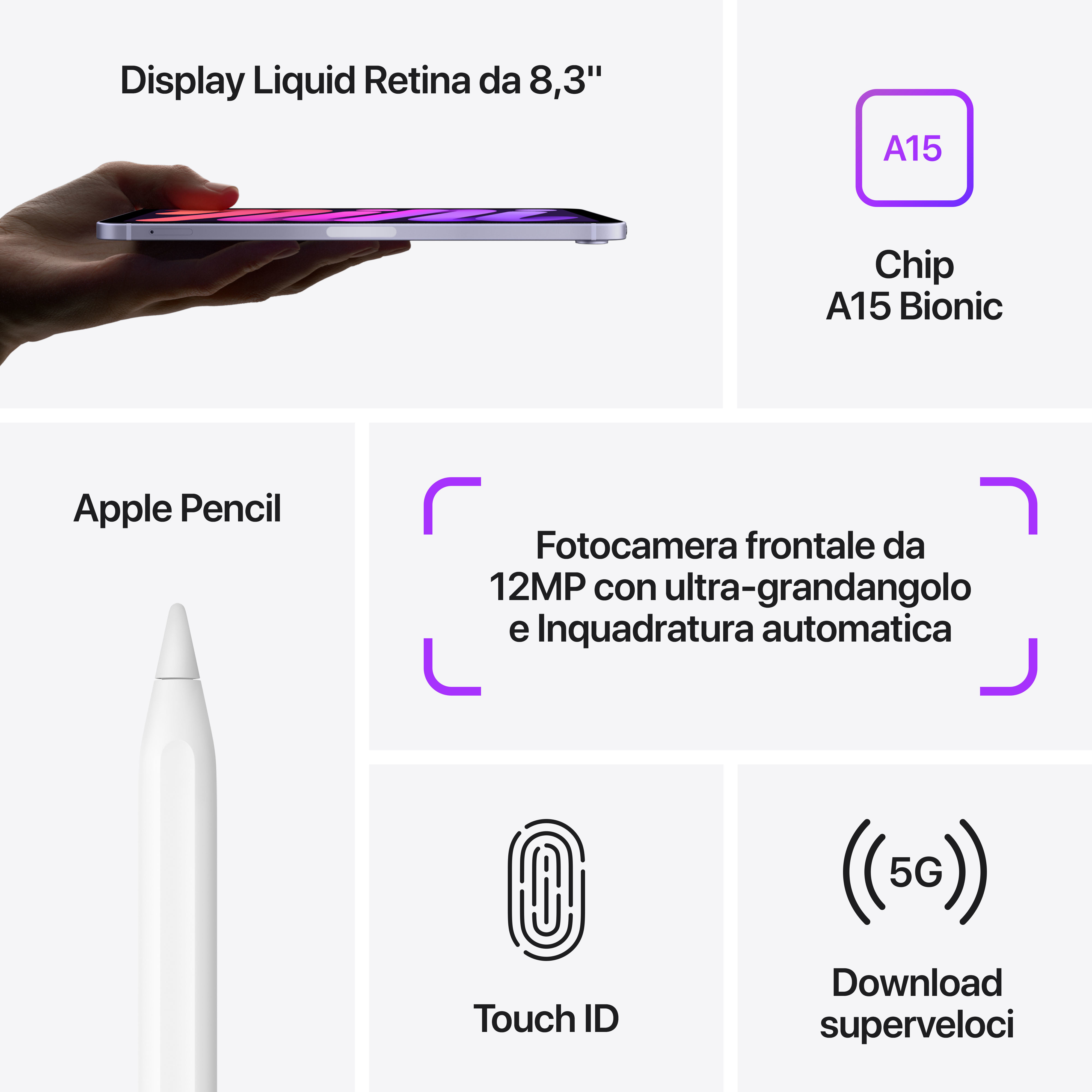 Tablet Apple iPad mini Wi-Fi + Cellular 256GB - Purple