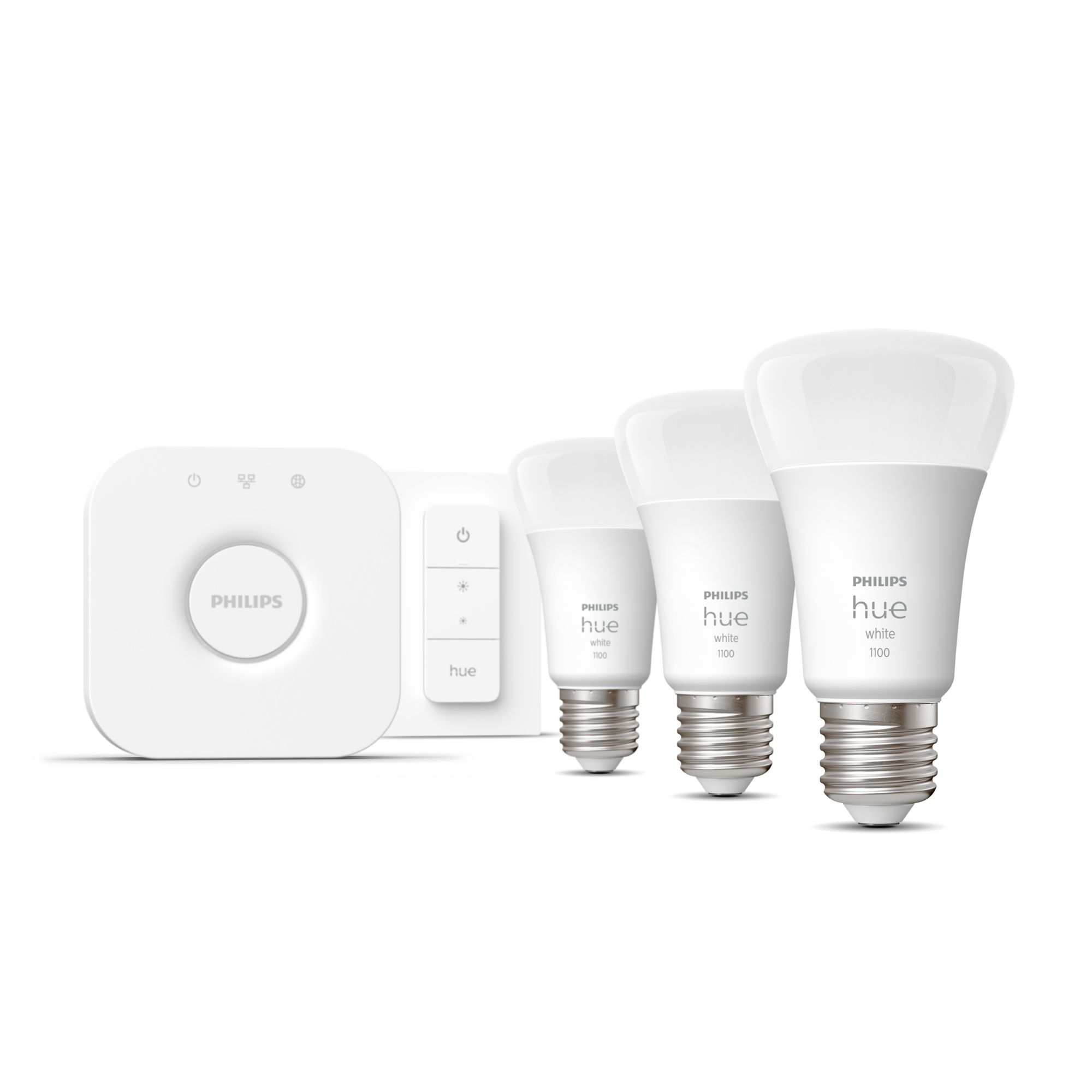 Philips by Signify Hue White Starter Kit Bridge + 3 Lampadine Smart E27 75W Dimmer Switch [929002469204]