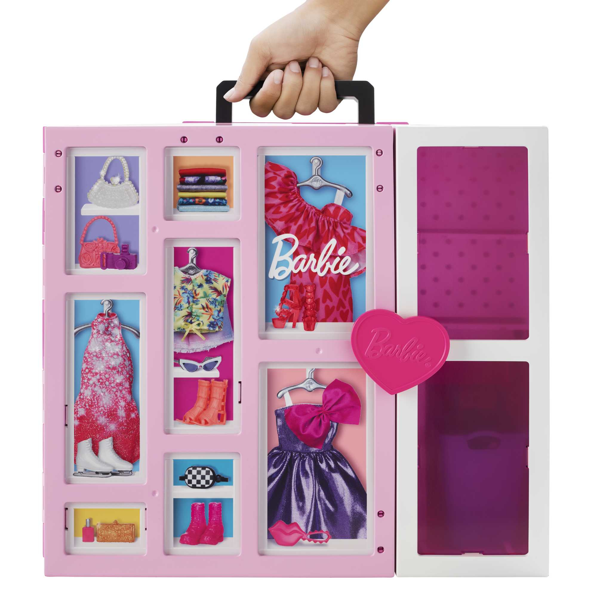 Barbie Armadio dei Sogni Playset con bambola bionda, largo più di 60 cm, 15+ aree per riporre gli accessori, specchio, scivolo biancheria, Giocattolo Bambini 3+ Anni [HGX57]