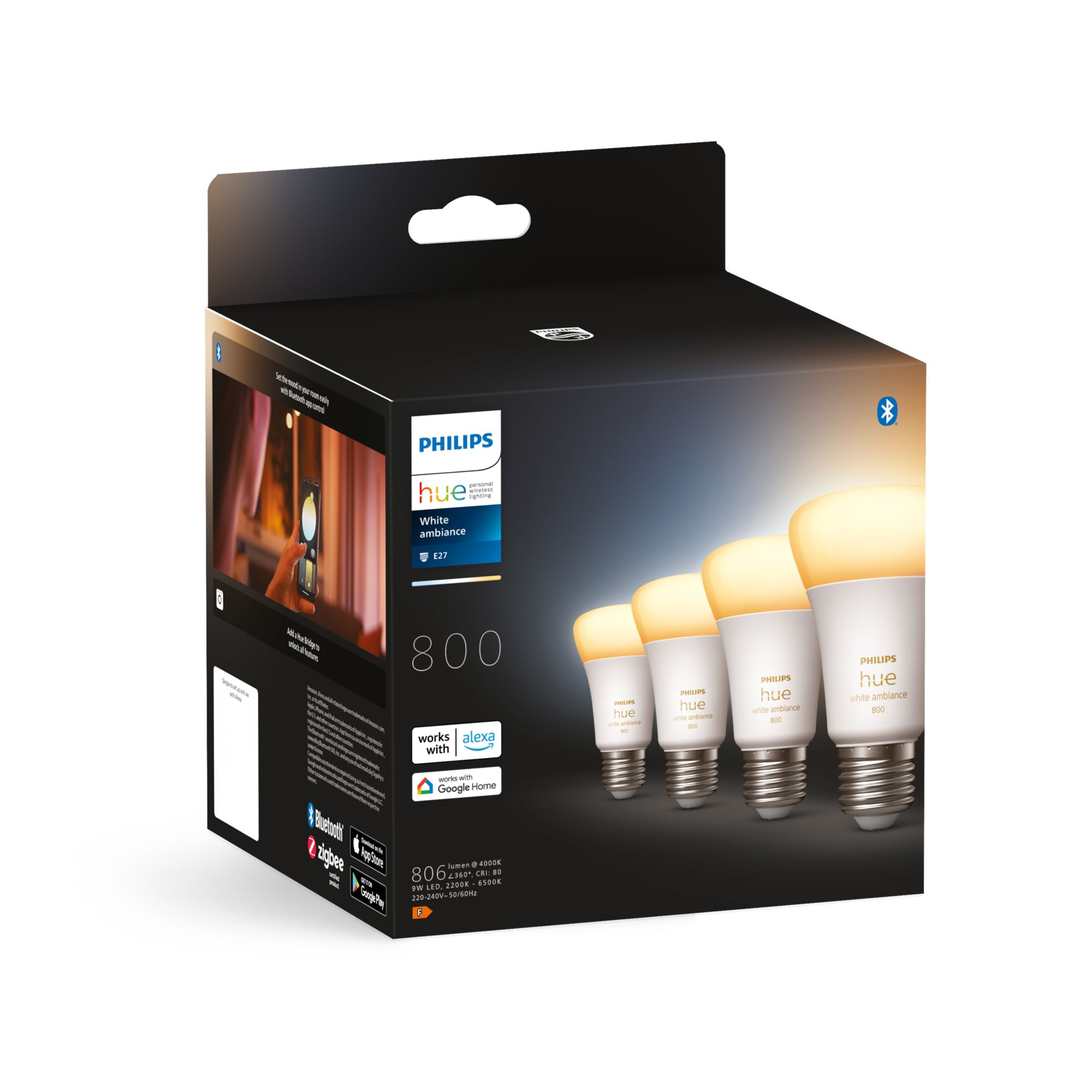 Philips by Signify Hue White ambiance 4 Lampadine Smart E27 60 W [8719514328280]
