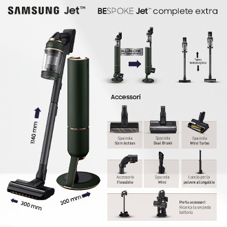 Scopa elettrica Samsung Aspirapolvere senza filo BESPOKE Jet™ complete extra 210W VS20A95943N [VS20A95943N/WA]
