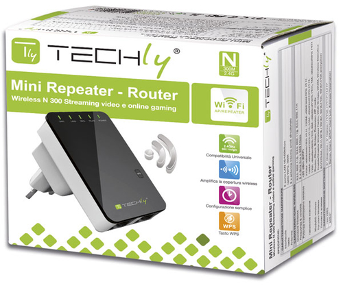 Techly Extender Wi Fi Manhattan Ripetitore Router Wireless 300N da Muro I-WL-REPEATER2- Wi-Fi 4 (802.11n) Single-Band (2.4 GHz)