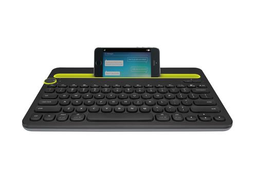 Logitech K480 tastiera per dispositivo mobile QWERTY US International Nero, Giallo Bluetooth [920-006366]