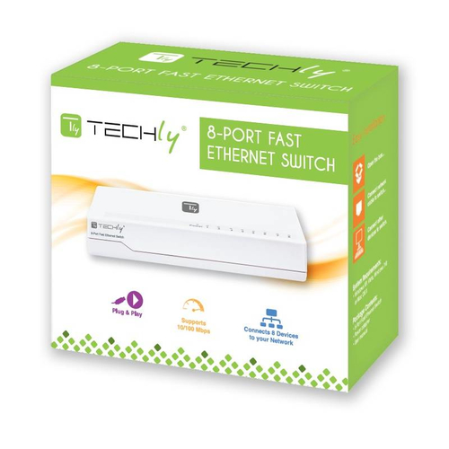 Techly Switch di rete Manhattan Hub 10/100 Mbps Fast Ethernet I-SWHUB-080TY- 8Porte (100Base-TX) N/D