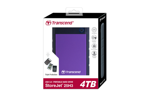 Hard disk esterno Transcend StoreJet 25H3 disco rigido 4 TB Nero, Viola [TS4TSJ25H3P]