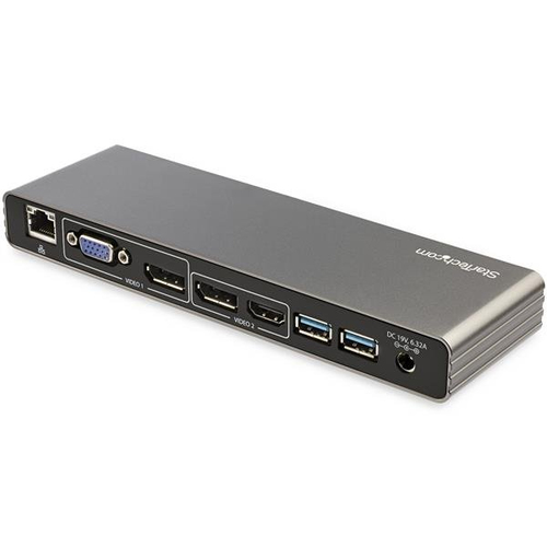 StarTech.com Thunderbolt 3 Dock - Doppio monitor 4K 60Hz TB3 Laptop Docking Station con DisplayPort, HDMI e VGA 1080p Power Delivery ricarica 85W 2x USB-A, Ethernet Mac Windows [TB3DK2DHVUE]