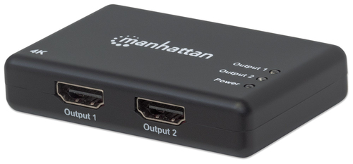 Ripartitore video Manhattan Splitter HDMI Techly 4K UHD 3D con LED 2 vie IDATA HDMI-4K2PMH- 2Porte