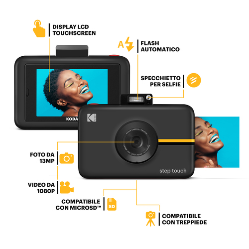 Fotocamera a stampa istantanea Kodak Step Touch 50 x 76 mm Nero
