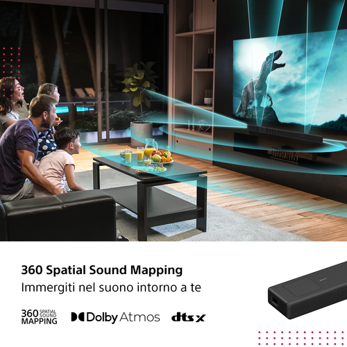 Altoparlante soundbar Sony HT-A7000 Soundbar 7.1.2 Canali con tecnologia Vertical Surround Engine, Bluetooth, Nero [HTA7000]