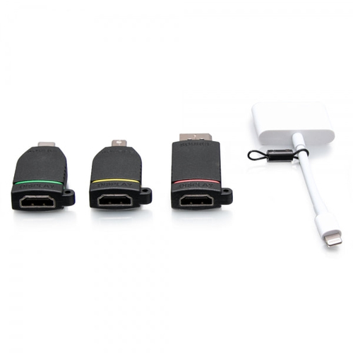 C2G Anello adattatore HDMI® universale 4K con Mini DisplayPort™, DisplayPort, USB-C®, e Lightning codificati per colore [C2G29886]